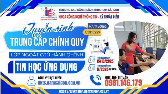 Thông báo tuyển sinh hệ Trung cấp lớp học ngoài giờ hành chính năm 2025